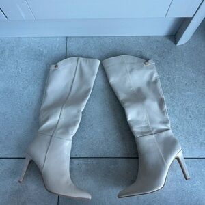 Chic Beige Heeled Women's Boots